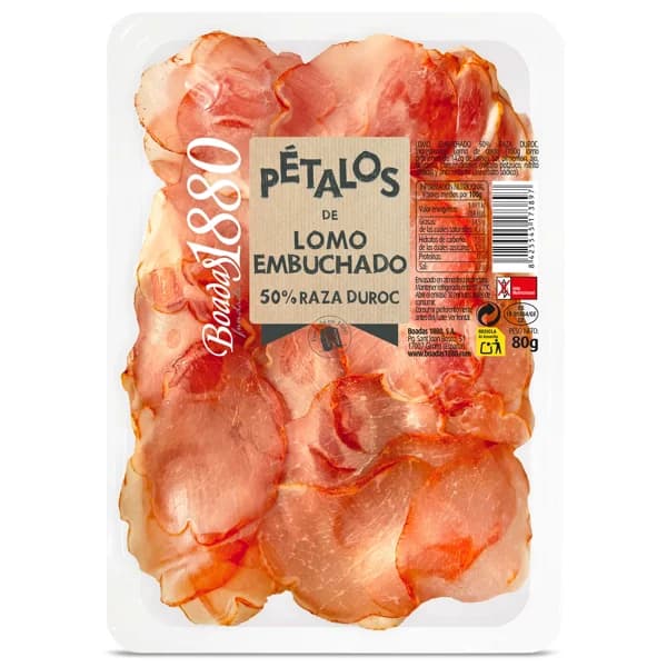 Pétalos de lomo embuchado 50% duroc Boadas sobre 80 g - 1 ud - Imagen del producto en Findit