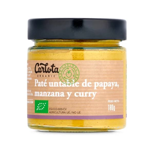 Paté de papaya, manzana y curry Carlota organic frasco 180 g - 1 ud - Imagen del producto en Findit
