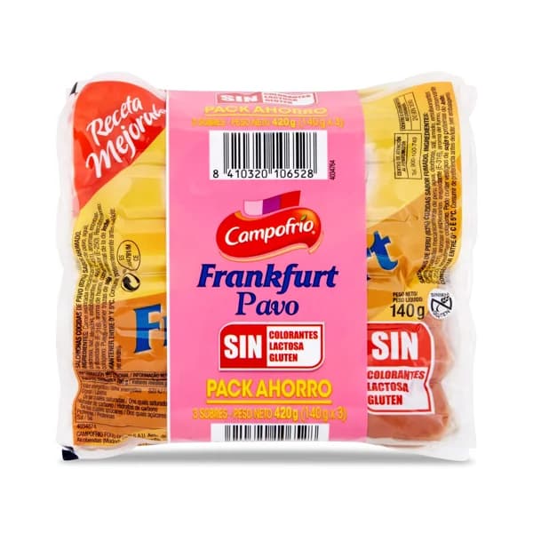 Salchichas frankfurt de pavo Campofrío bolsa 3 x 140 g - 1 ud - Imagen del producto en Findit