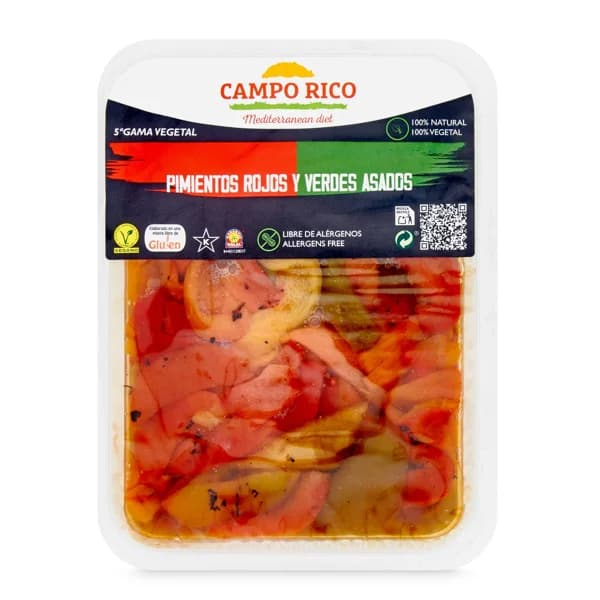 Pimientos rojos y verdes asados Huerta Camporico bandeja 350 g - 0.35 kg - Imagen del producto en Findit