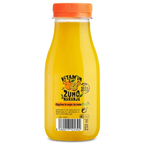 Zumo de naranja recién exprimido botella 250 ml - 0.25 l - Imagen del producto en Findit