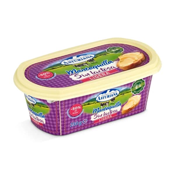 Mantequilla ligera sin lactosa Central Lechera Asturiana tarrina 250 g - 0.25 kg - Imagen del producto en Findit