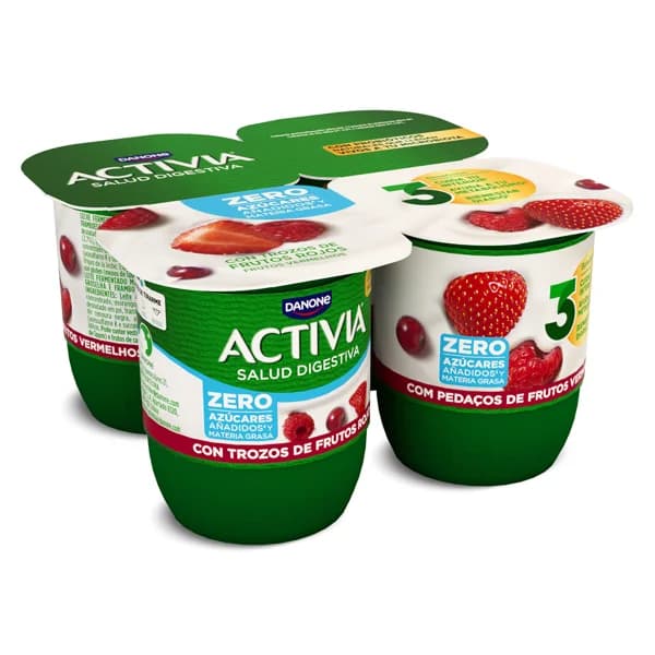 Bífidus desnatado con frutos rojos Activia pack 4 x 120 g - 0.48 ud - Imagen del producto en Findit