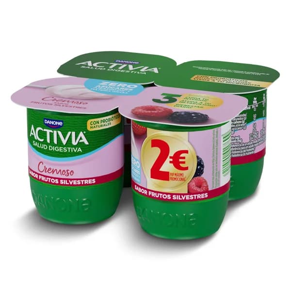Bífidus desnatado sabor frutas silvestres Activia pack 4 x 115 g - 0.46 kg - Imagen del producto en Findit