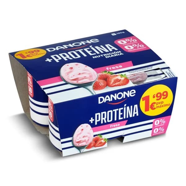 Yogur desnatado de proteínas sabor fresa Danone pack 4 x 105 g - 0.42 kg - Imagen del producto en Findit