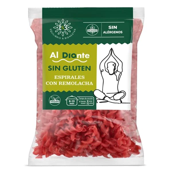 Espirales con remolacha sin gluten Al Diante Dia bolsa 250 g - 1 ud - Imagen del producto en Findit