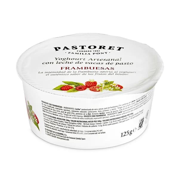 Yogur artesanal con frambuesa Pastoret vaso 125 g - 0.12 kg - Imagen del producto en Findit
