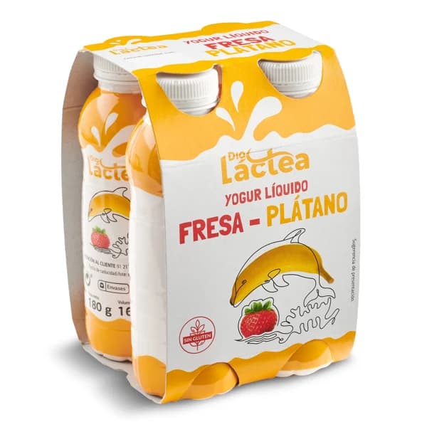 Yogur líquido sabor fresa y plátano Dia Láctea pack 4 x 180 g - 1 ud - Imagen del producto en Findit