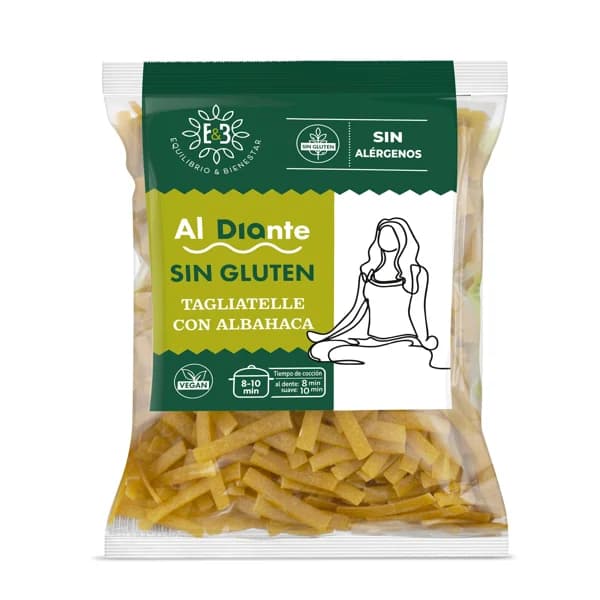 Pasta tagliatelle con albahaca sin gluten Al Diante Dia bolsa 250 g - 1 ud - Imagen del producto en Findit
