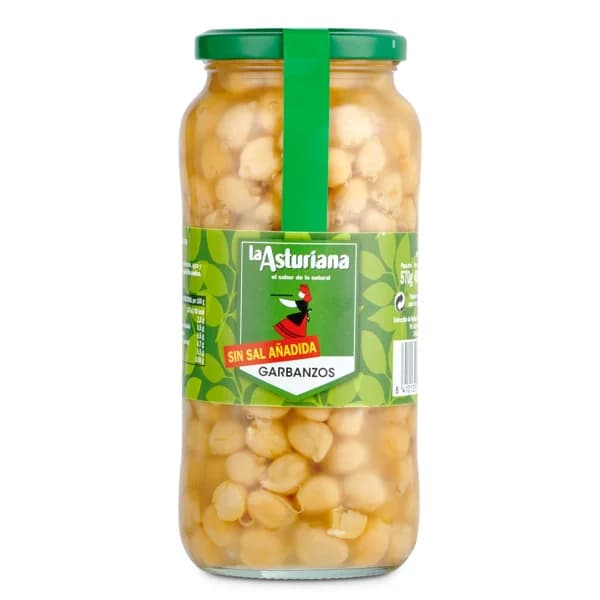 Garbanzos cocidos sin sal Legumbres La Asturiana frasco 400 g - 0.4 kg - Imagen del producto en Findit