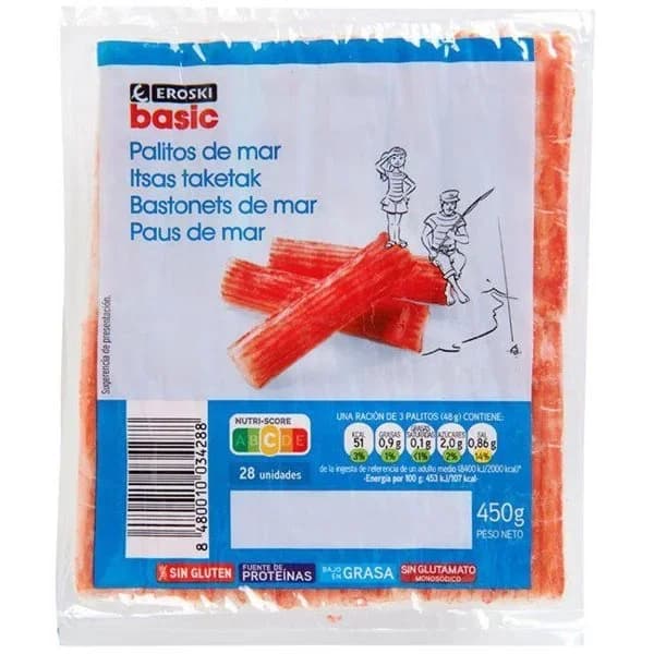Palito de mar EROSKI BASIC, bolsa 450 g - 0.45 kg - Imagen del producto en Findit