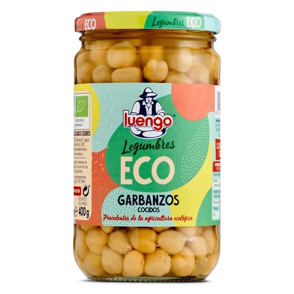 Garbanzo cocido ecológico Luengo frasco 400 g - 0.4 kg - Imagen del producto en Findit