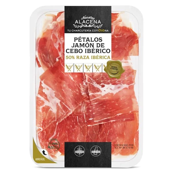 PÉTALOS Jamón de cebo Ibérico Nuestra Alacena de Dia sobre 80 g - 0.09 kg - Imagen del producto en Findit