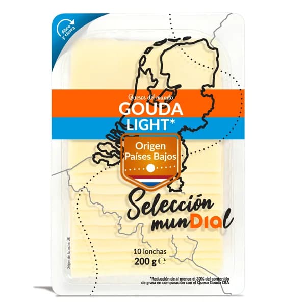 Queso gouda light Selección Mundial de Dia sobre 200 g - 1 ud - Imagen del producto en Findit