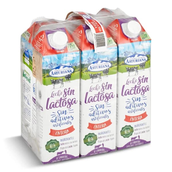 Leche entera sin lactosa Central Lechera Asturiana pack 6 x 1 l - 6 l - Imagen del producto en Findit