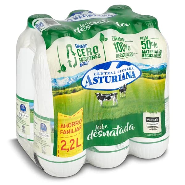 Leche desnatada Central Lechera Asturiana pack 6 x 2.2 l - 1 ud - Imagen del producto en Findit