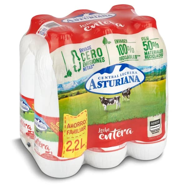 Leche entera Central Lechera Asturiana pack 6 x 2.2 l - 13.25 l - Imagen del producto en Findit