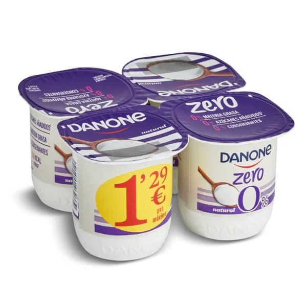 Yogur natural desnatado zero Danone pack 4 x 120 g - 1 ud - Imagen del producto en Findit