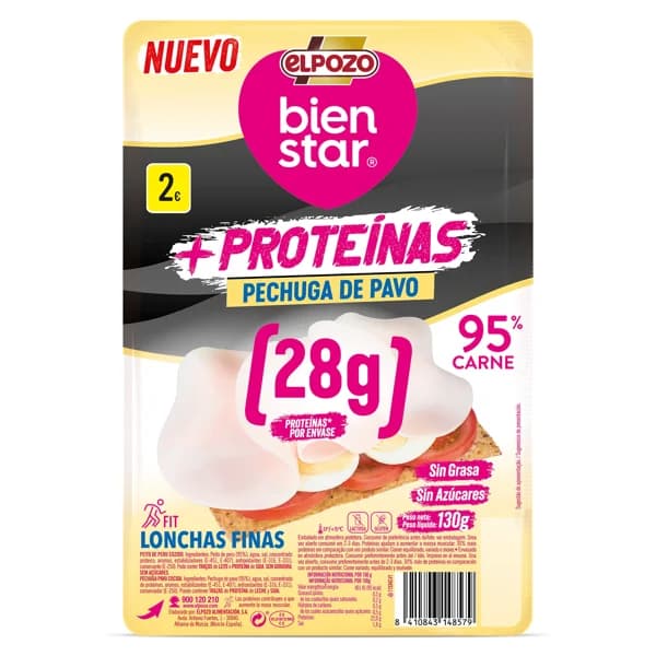 Pechuga de pavo + proteínas Elpozo Bienstar sobre 130 g - 0.13 kg - Imagen del producto en Findit
