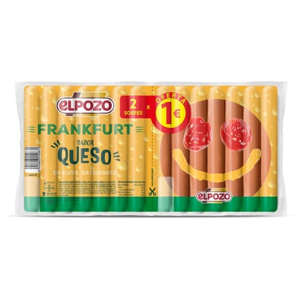 Salchichas frankfurt con queso Elpozo bolsa 2 x 140 g - 1 ud - Imagen del producto en Findit
