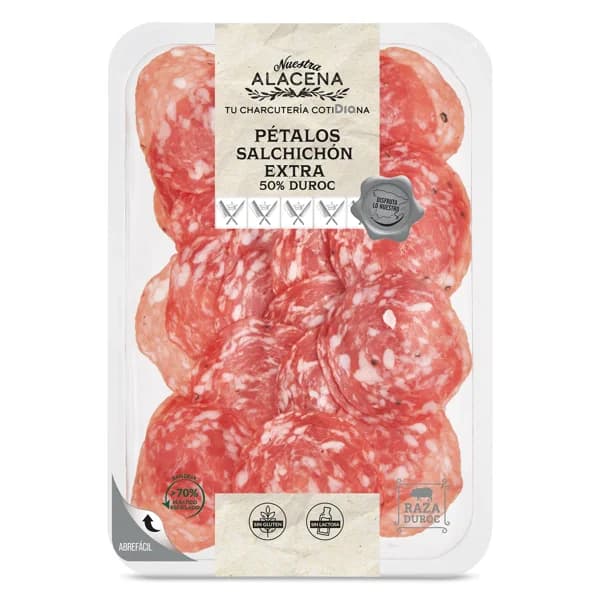Pétalos salchichón extra 50% duroc Nuestra Alacena de Dia sobre 80 g - 0.08 kg - Imagen del producto en Findit