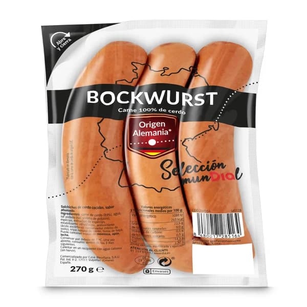 Salchichas bockwurst Selección Mundial de Dia bolsa 270 g - 0.27 kg - Imagen del producto en Findit