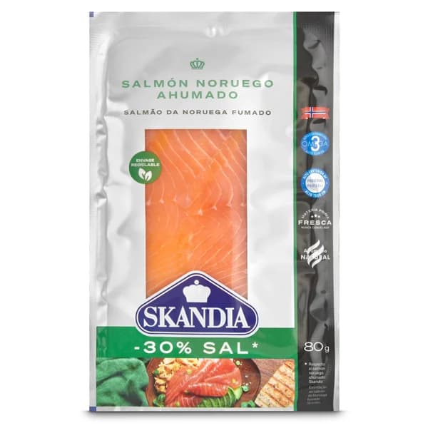 Salmón ahumado bajo en sal Skandia sobre 80 g - 1 ud - Imagen del producto en Findit