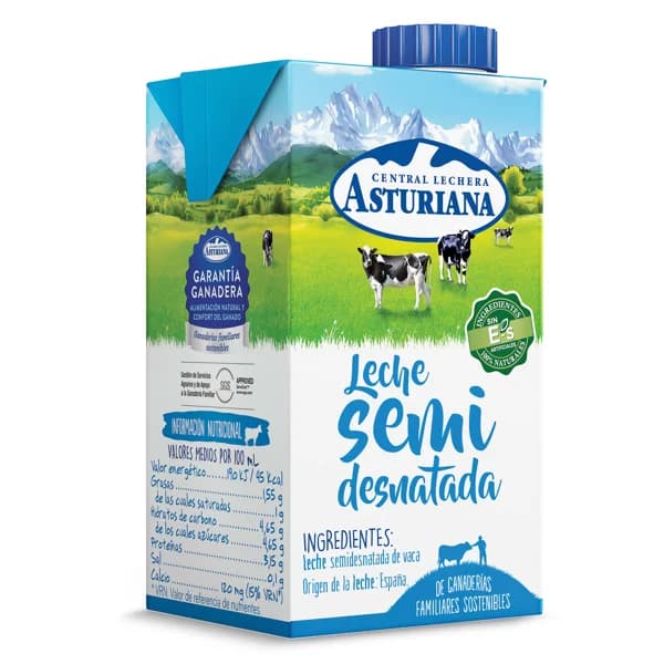 leche semidesnatada Central Lechera Asturiana brik 500 ml - 1 ud - Imagen del producto en Findit