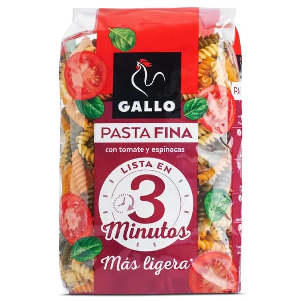 Pastafina hélices con tomate y espinacas Gallo bolsa 400 g - 0.4 kg - Imagen del producto en Findit
