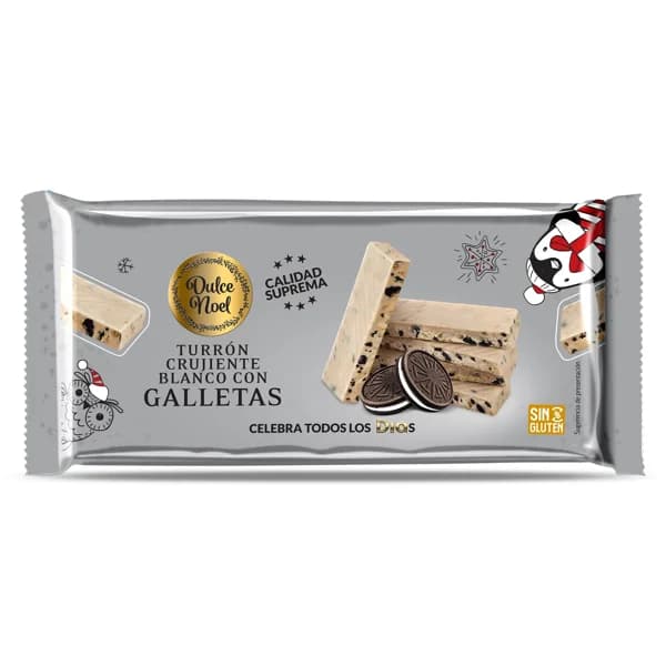 Turrón crujiente de chocolate blanco con galletas Dulce Noel Dia bolsa 150 g - 1 ud - Imagen del producto en Findit