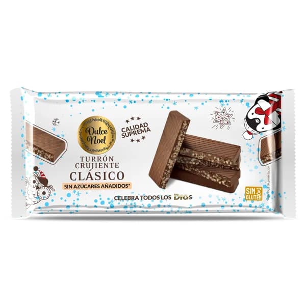 Turrón crujiente de chocolate sin azúcares añadidos Dulce Noel Dia bolsa 110 g - 1 ud - Imagen del producto en Findit