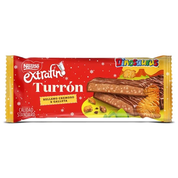 Turrón de chocolate con leche y galleta Nestlé Dinosaurus bolsa 230 g - 1 ud - Imagen del producto en Findit