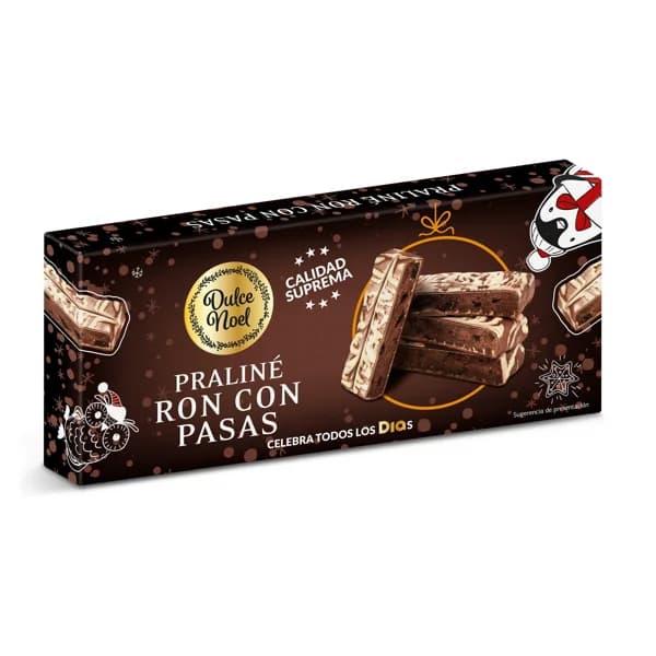 Turrón praliné de ron con pasas Dulce Noel Dia caja 150 g - 1 ud - Imagen del producto en Findit