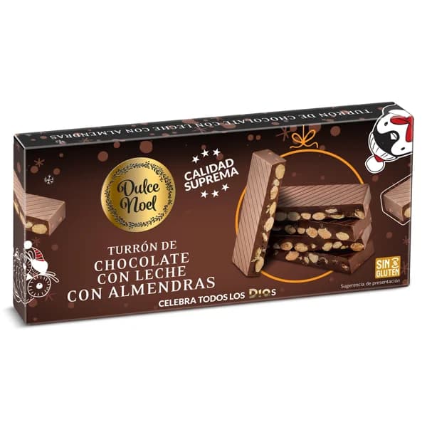 Turrón de chocolate con leche con almendras Dulce Noel Dia caja 175 g - 1 ud - Imagen del producto en Findit