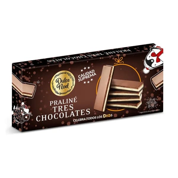 Turrón de tres chocolates Dulce Noel Dia caja 150 g - 1 ud - Imagen del producto en Findit