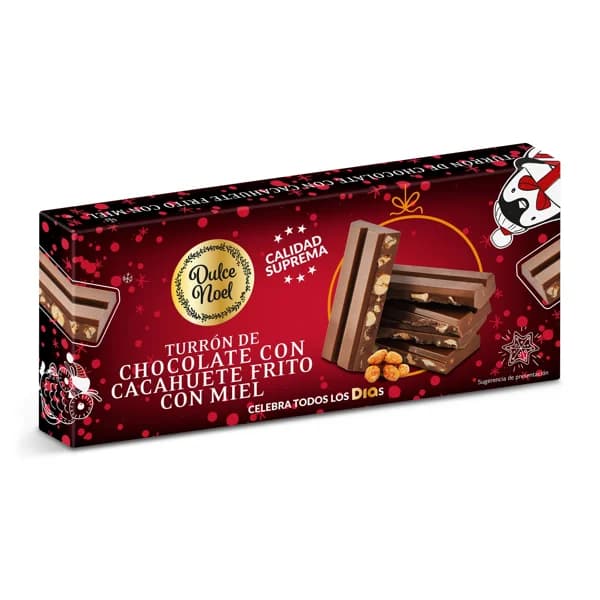 Turrón de chocolate con cacahuete frito con miel Dulce Noel Dia caja 150 g - 1 ud - Imagen del producto en Findit