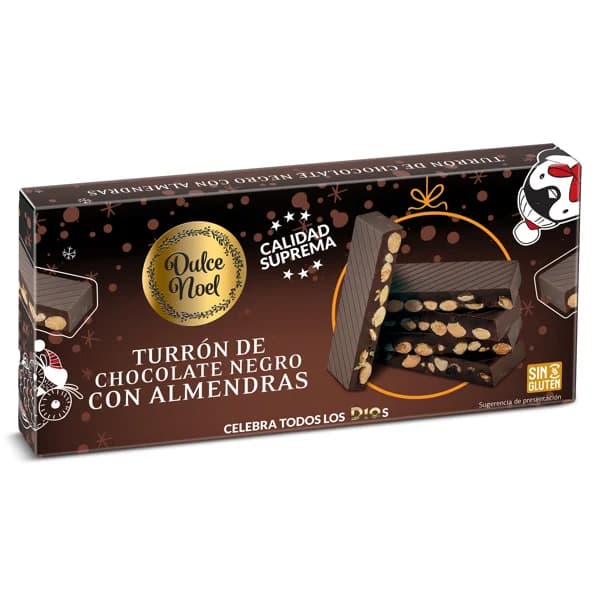 Turrón de chocolate negro con almendras Dulce Noel Dia caja 175 g - 1 ud - Imagen del producto en Findit