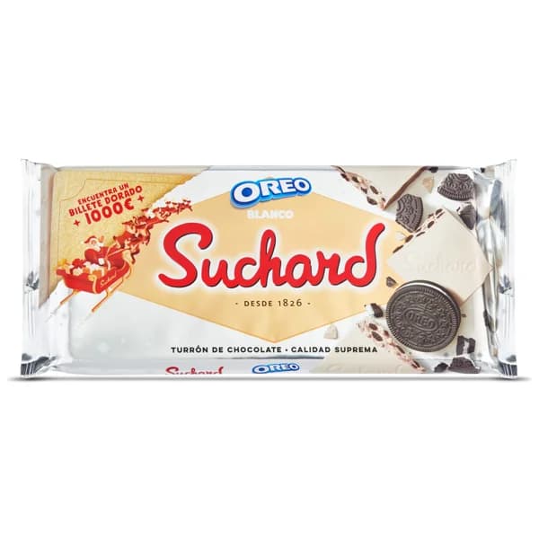 Turrón de chocolate con trozos de galleta oreo blanco Suchard 230 g - 1 ud - Imagen del producto en Findit