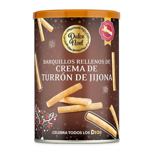 Barquillos rellenos de crema de turrón Dulce Noel Dia lata 200 g - 1 ud - Imagen del producto en Findit