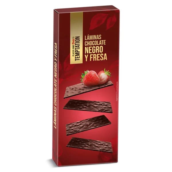 Láminas de chocolate negro y trocitos de fresa Temptation de Dia caja 100 g - 1 ud - Imagen del producto en Findit