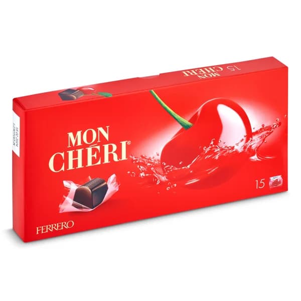 Bombones de chocolate negro con cereza y licor Ferrero Moncheri caja 157.5 g - 1 ud - Imagen del producto en Findit