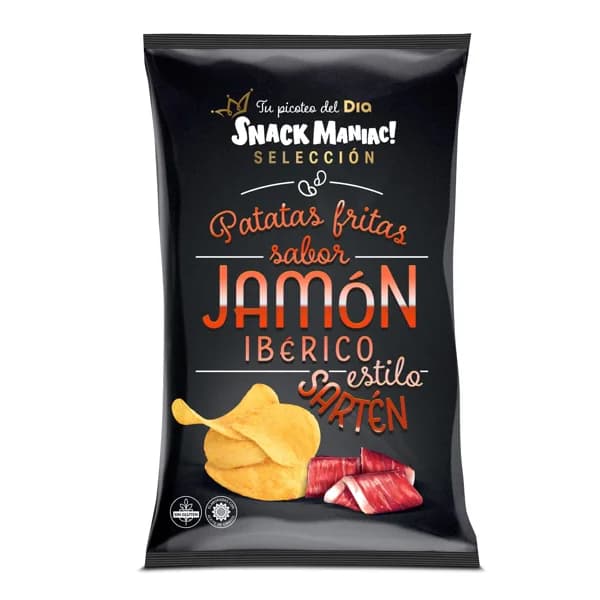 Patatas fritas a la sartén sabor jamón ibérico Snack Maniac de Dia bolsa 130 g - 0.13 kg - Imagen del producto en Findit