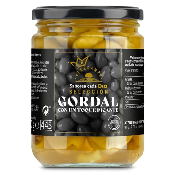 Aceitunas gordal Vegecampo de Dia frasco 220 g - 1 ud - Imagen del producto en Findit