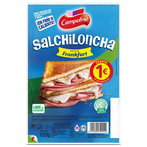 Salchiloncha estilo frankfurt Campofrío sobre 120 g - 0.12 kg - Imagen del producto en Findit