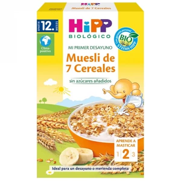 Muesli infantil desde 12 meses 7 cereales sin azúcar añadido ecológico Hipp Biológico Mi Primer Desayuno 200 g. - 0.2 kg - Imagen del producto en Findit