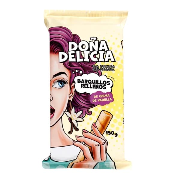 Barquillos rellenos de vainilla Doña delicia caja 150 g - 1 ud - Imagen del producto en Findit