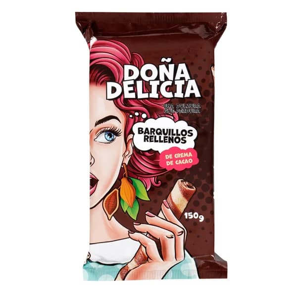 Barquillos rellenos de chocolate Doña delicia caja 150 g - 1 ud - Imagen del producto en Findit