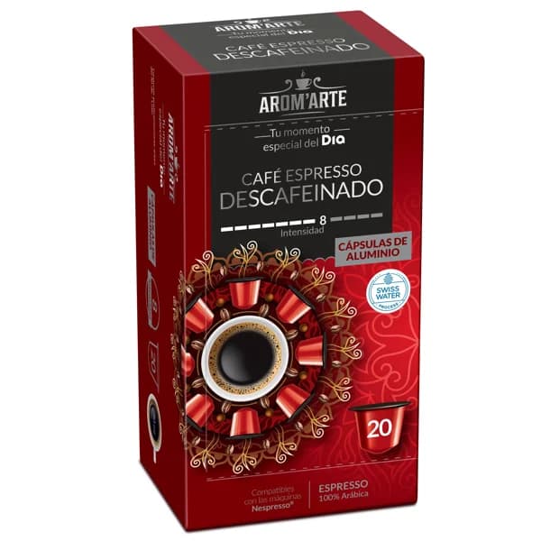 Café en cápsulas espresso descafeinado Arom'arte  de Dia caja 20 unidades - 1 ud - Imagen del producto en Findit