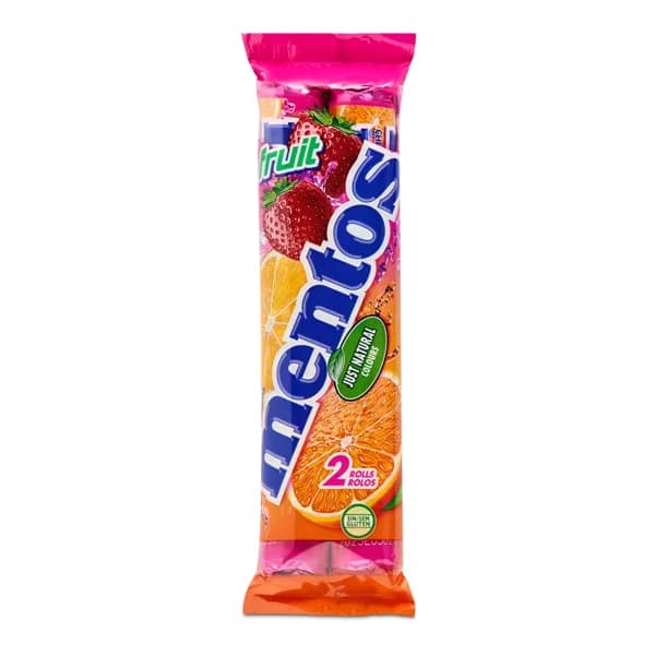 Roll frutas pack caramelos masticables sabor frutas paquete Mentos bolsa 2 x 38 g - 0.08 kg - Imagen del producto en Findit