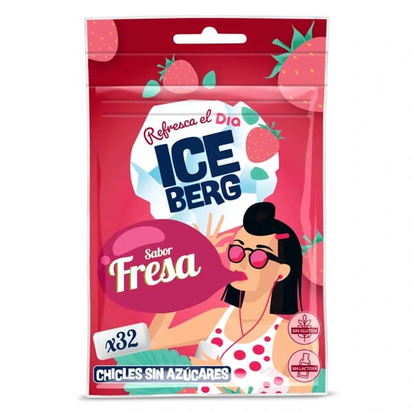 Chicles sabor fresa sin azúcar Iceberg de Dia bolsa 44.8 g - 0.05 kg - Imagen del producto en Findit